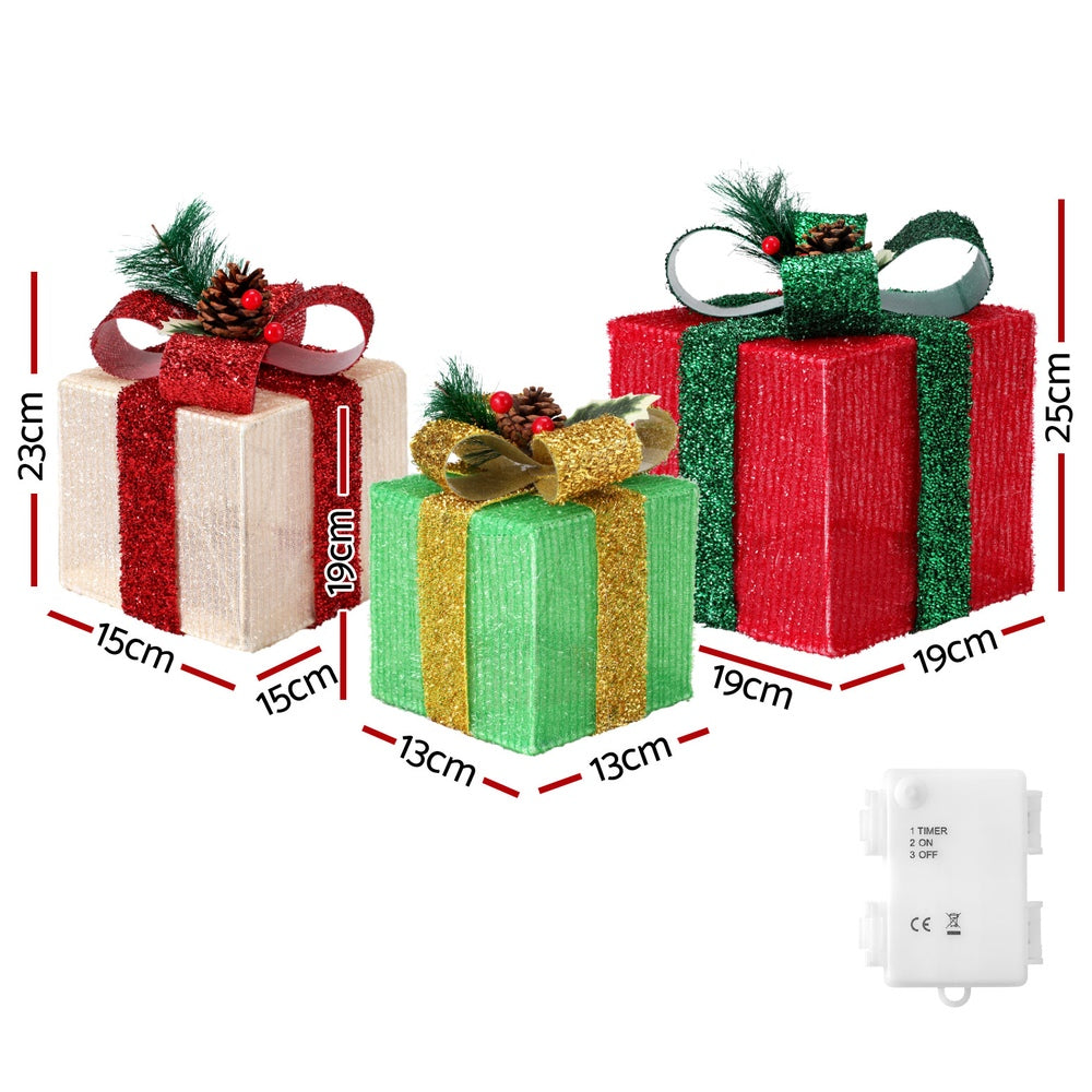3 PCS Christmas Lights 60 LED Fairy Light Gift Box Jingle Jollys XMAS-MOT-GIFTBOX-MC