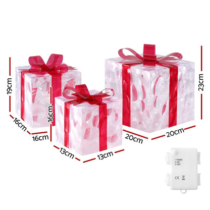 3 PCS Christmas Lights 70 LED Fairy Light Gift Box Jingle Jollys XMAS-MOT-GIFTBOX-RD