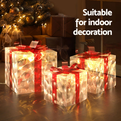 3 PCS Christmas Lights 70 LED Fairy Light Gift Box Jingle Jollys XMAS-MOT-GIFTBOX-RD