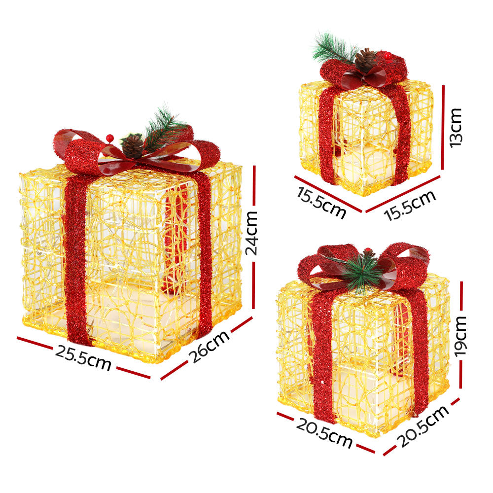 3 PCS Christmas Lights Gift Box Set Set 48 LED Decorations Jingle Jollys XMAS-MOT-GIFTBOX-WARM