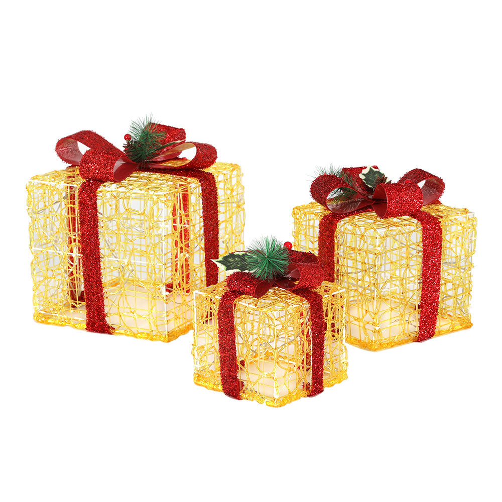 3 PCS Christmas Lights Gift Box Set Set 48 LED Decorations Jingle Jollys XMAS-MOT-GIFTBOX-WARM