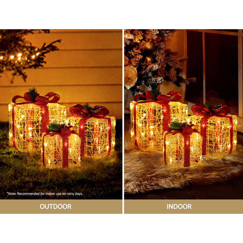 3 PCS Christmas Lights Gift Box Set Set 48 LED Decorations Jingle Jollys XMAS-MOT-GIFTBOX-WARM