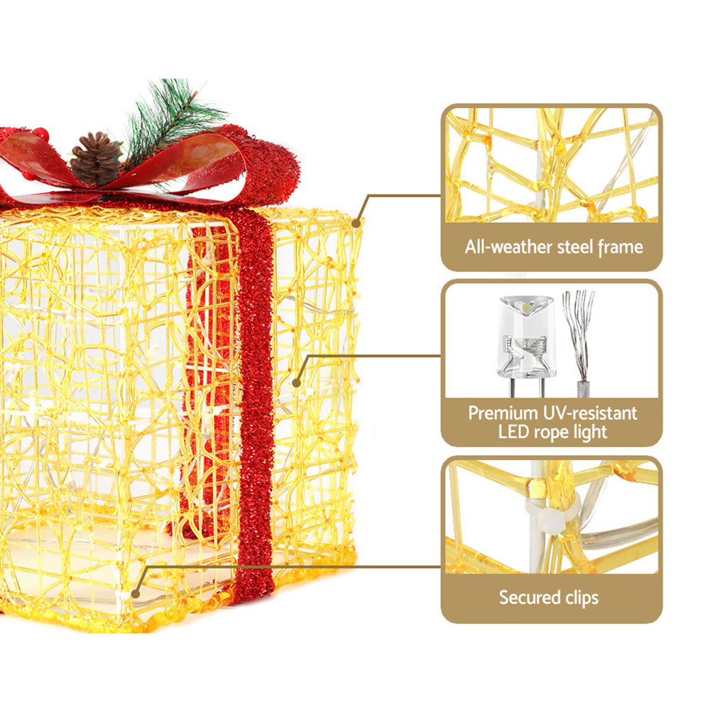 3 PCS Christmas Lights Gift Box Set Set 48 LED Decorations Jingle Jollys XMAS-MOT-GIFTBOX-WARM