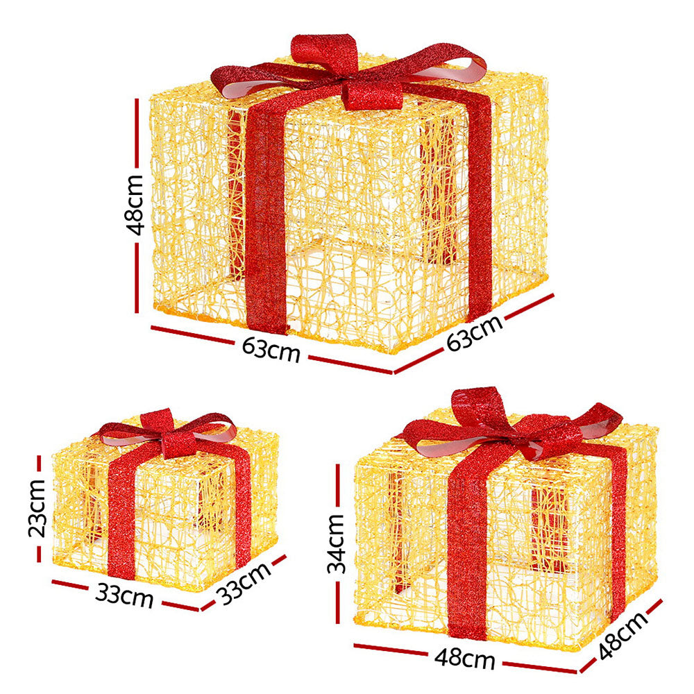 3 PCS Christmas Lights 240 LED Fairy Light Gift Box Decorations Jingle Jollys XMAS-MOT-GIFTBOX-WARM-L