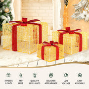 3 PCS Christmas Lights 240 LED Fairy Light Gift Box Decorations Jingle Jollys XMAS-MOT-GIFTBOX-WARM-L