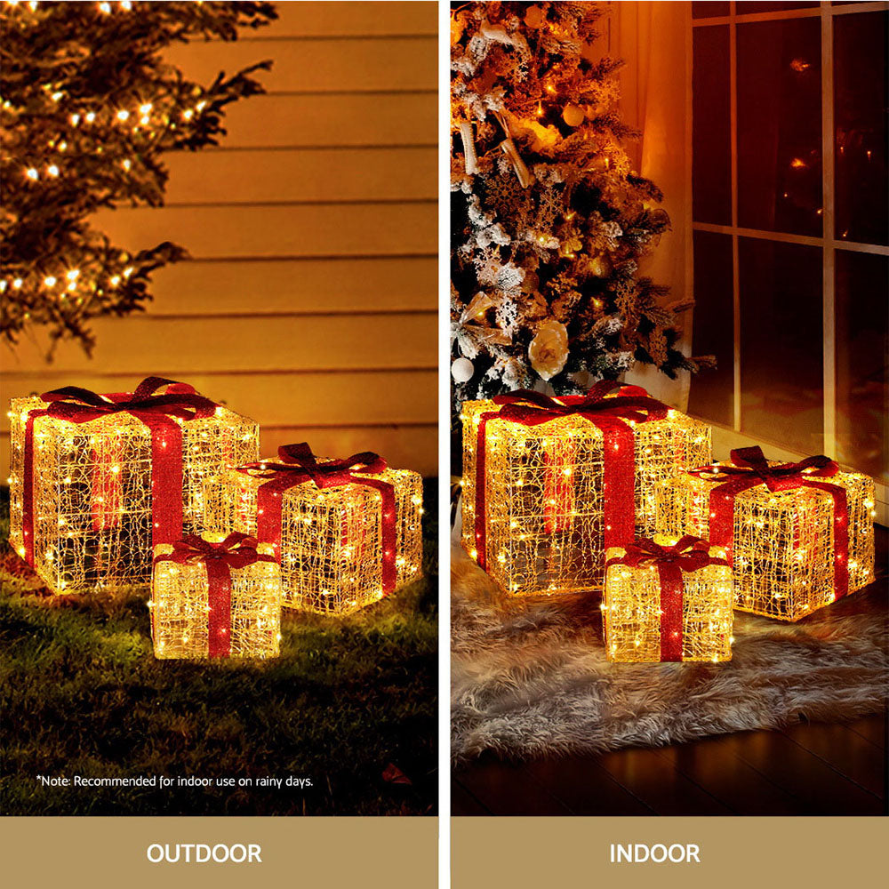 3 PCS Christmas Lights 240 LED Fairy Light Gift Box Decorations Jingle Jollys XMAS-MOT-GIFTBOX-WARM-L