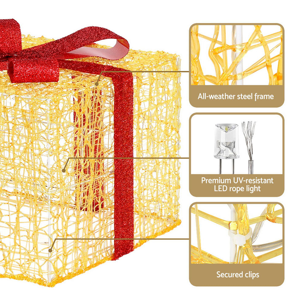 3 PCS Christmas Lights 240 LED Fairy Light Gift Box Decorations Jingle Jollys XMAS-MOT-GIFTBOX-WARM-L