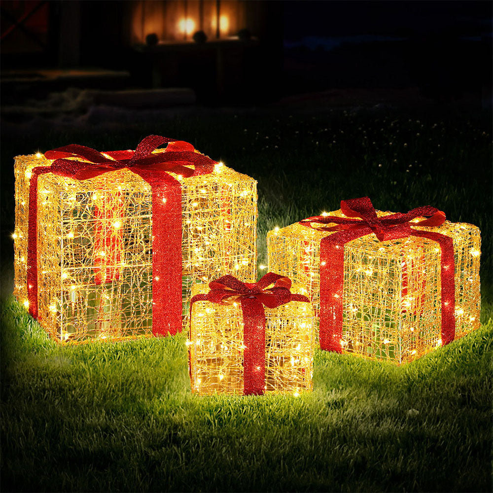 3 PCS Christmas Lights 240 LED Fairy Light Gift Box Decorations Jingle Jollys XMAS-MOT-GIFTBOX-WARM-L