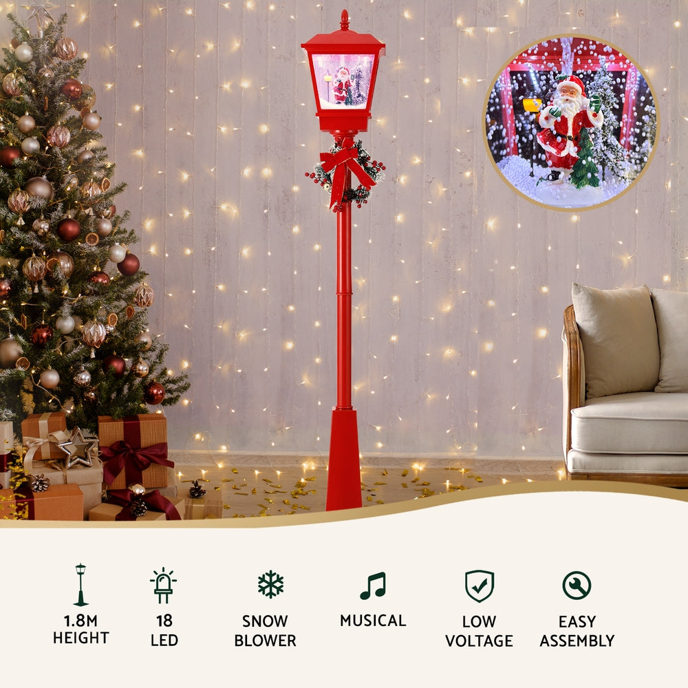 1.8M Christmas Lights Post Lamp LED Outdoor Decorations Jingle Jollys XMAS-MOT-LAMP-6FT-RED