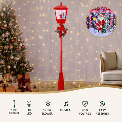 1.8M Christmas Lights Post Lamp LED Outdoor Decorations Jingle Jollys XMAS-MOT-LAMP-6FT-RED