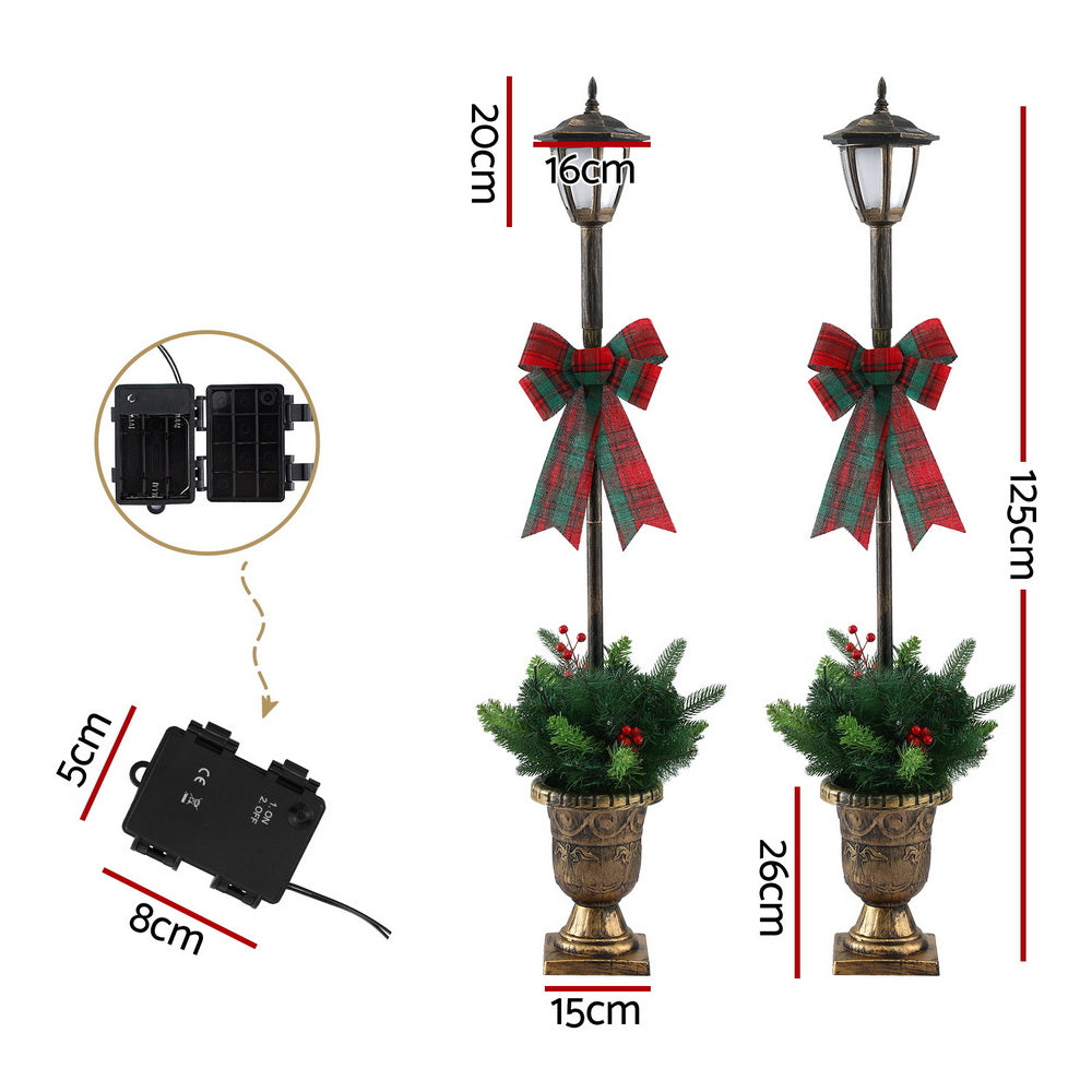 Jingle Jollys Christmas Lights 125cm Lamp Post 50 LED Fairy Light Decorations XMAS-MOT-LAMP-BRX2