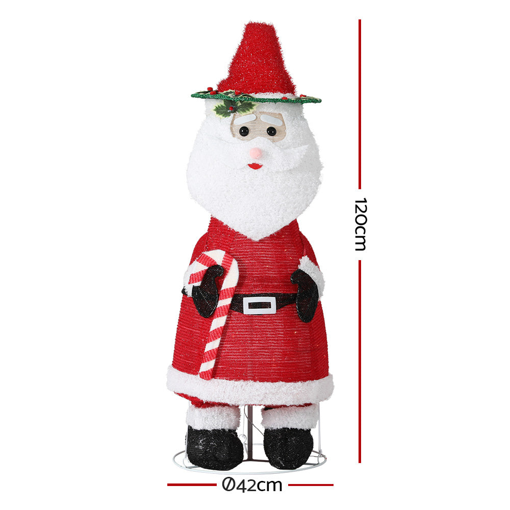 Jingle Jollys Christmas Lights 96 LED 120cm Fairy Light Santa Decorations XMAS-MOT-SANTA-4FT-WARM
