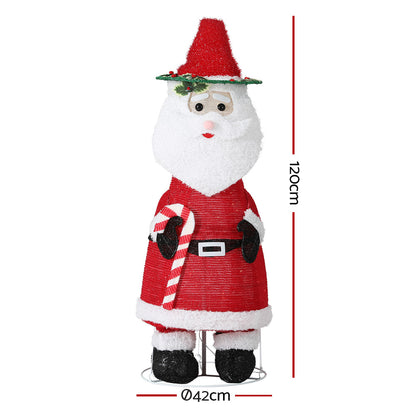 Jingle Jollys Christmas Lights 96 LED 120cm Fairy Light Santa Decorations XMAS-MOT-SANTA-4FT-WARM