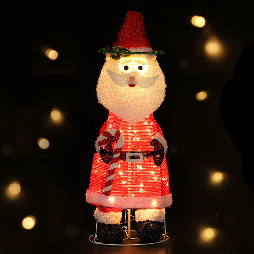 Jingle Jollys Christmas Lights 96 LED 120cm Fairy Light Santa Decorations XMAS-MOT-SANTA-4FT-WARM