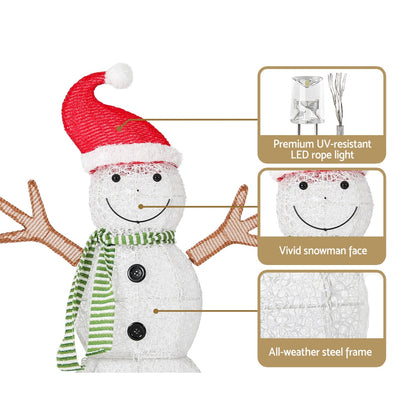 0.97M Christmas Lights Snowman 80 LED Decorations Jingle Jollys XMAS-MOT-SNOW-3FT-MC