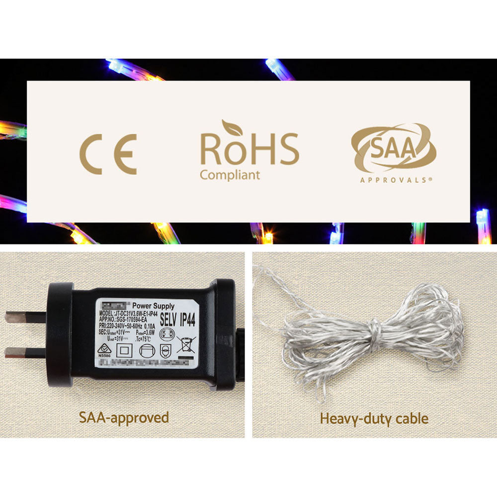 0.5M Christmas Lights 128 LED Spin Motif Light Decorations Jingle Jollys XMAS-MOT-SPIN-MC