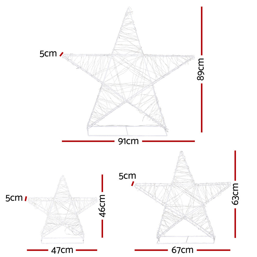 3 PCS Christmas Lights 900 LED Fairy Light Star Decorations Jingle Jollys XMAS-MOT-STAR-3PCS-WARM
