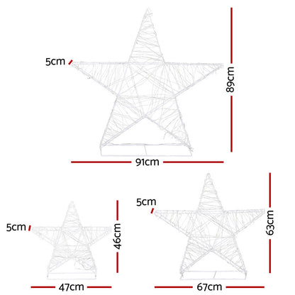 3 PCS Christmas Lights 900 LED Fairy Light Star Decorations Jingle Jollys XMAS-MOT-STAR-3PCS-WARM