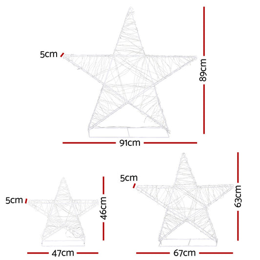 3 PCS Christmas Lights 900 LED Fairy Light Star Decorations Jingle Jollys XMAS-MOT-STAR-3PCS-WARM