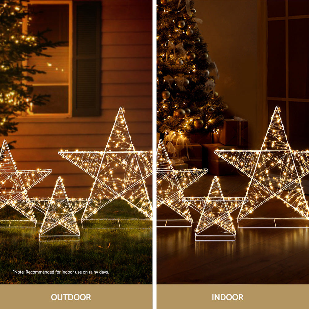 3 PCS Christmas Lights 900 LED Fairy Light Star Decorations Jingle Jollys XMAS-MOT-STAR-3PCS-WARM