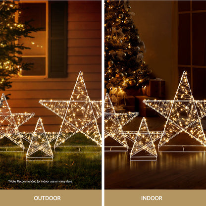 3 PCS Christmas Lights 900 LED Fairy Light Star Decorations Jingle Jollys XMAS-MOT-STAR-3PCS-WARM