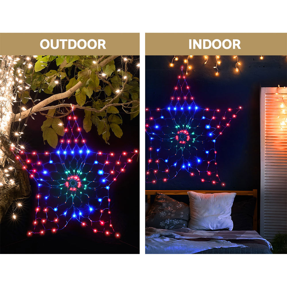 1.3M Christmas Lights 130 LED Snow Motif Light Decorations Jingle Jollys XMAS-MOT-STAR-MC