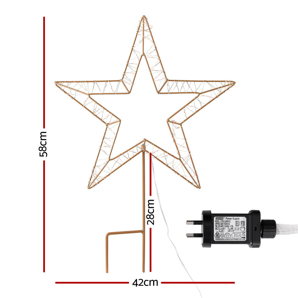 100 LED Christmas Lights Fairy Light Ground Star Garden Decoration Jingle Jollys XMAS-MOT-STAR-WARM