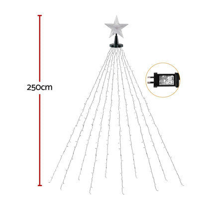Jingle Jollys 2.5M Christmas Lights Waterfall String Light 300 LED Star Topper XMAS-MOT-TOPPER-MC