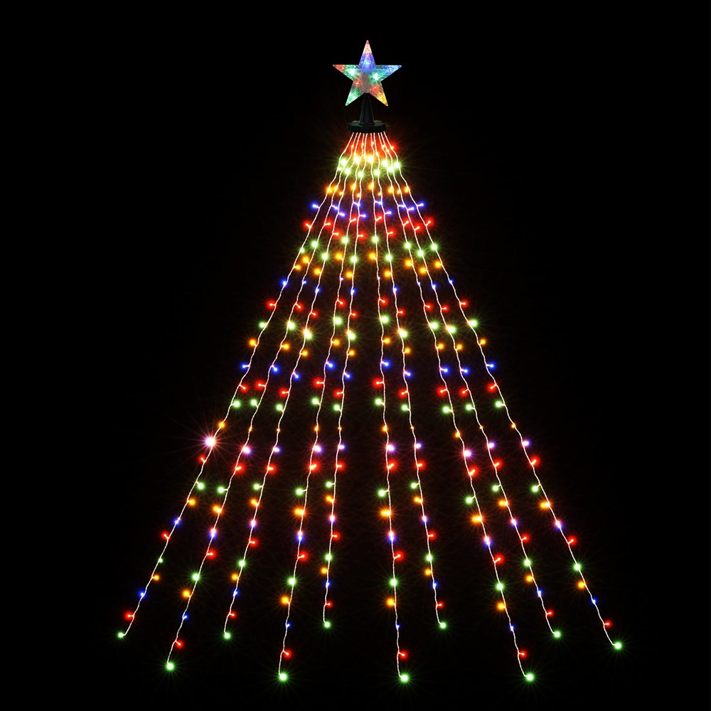 Jingle Jollys 2.5M Christmas Lights Waterfall String Light 300 LED Star Topper XMAS-MOT-TOPPER-MC