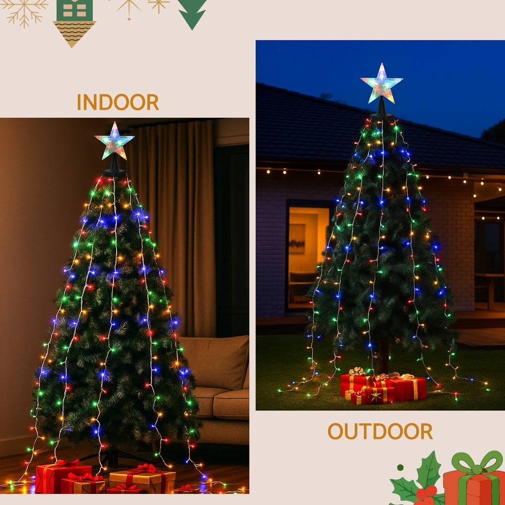 Jingle Jollys 2.5M Christmas Lights Waterfall String Light 300 LED Star Topper XMAS-MOT-TOPPER-MC