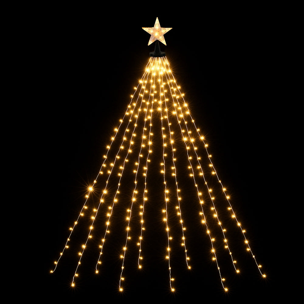 Jingle Jollys 2.5M Christmas Lights Waterfall String Light 300 LED Star Topper XMAS-MOT-TOPPER-WM