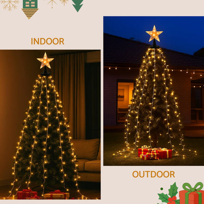 Jingle Jollys 2.5M Christmas Lights Waterfall String Light 300 LED Star Topper XMAS-MOT-TOPPER-WM