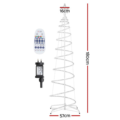 Jingle Jollys Christmas Tree 1.8m 100 RGB LED Rope Lights Xmas Trees Decoration XMAS-MOT-TREE-18-RGB