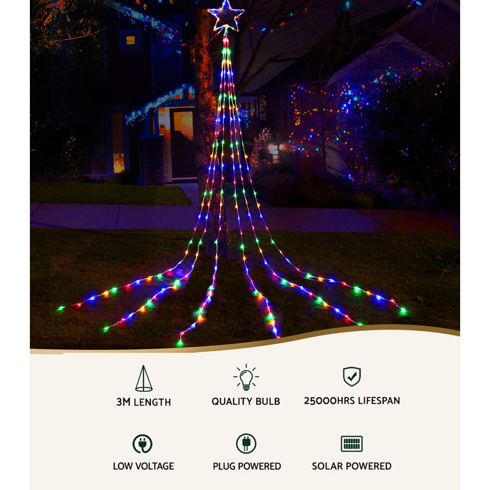 Jingle Jollys 3M Solar Christmas Lights String Light 200 LED XMAS-MOT-TREE-30-MC-SOL2