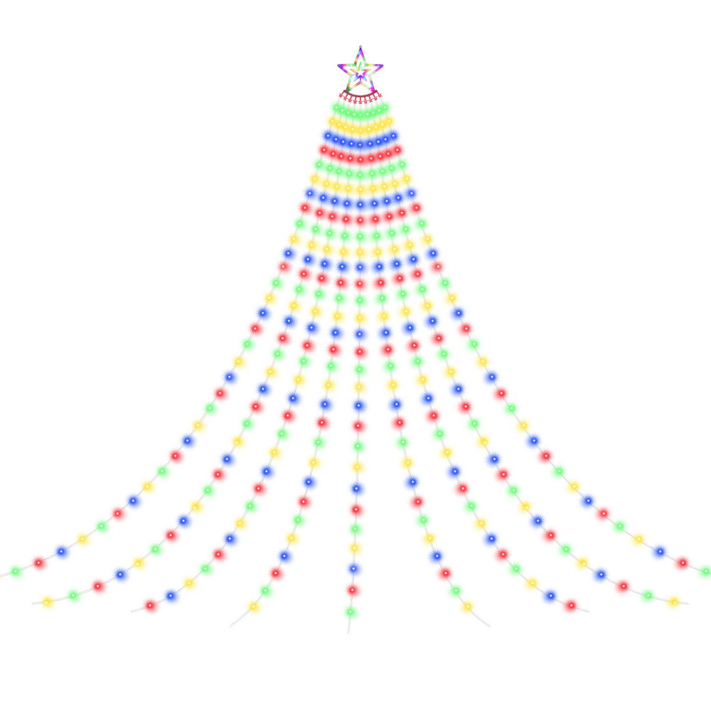 Jingle Jollys 3.8M Christmas Lights Waterfall String Light 340 LED XMAS-MOT-TREE-35-RGB