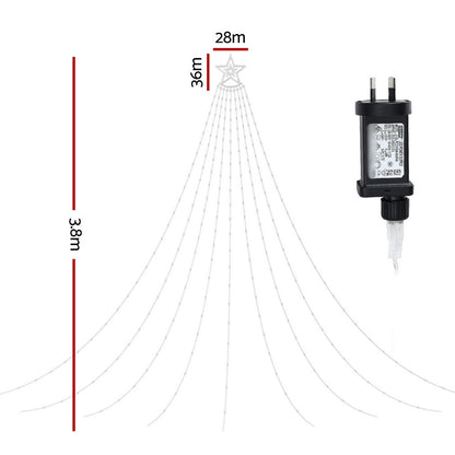 Jingle Jollys 3.8M Christmas Lights Waterfall String Light 340 LED XMAS-MOT-TREE-35-RGB