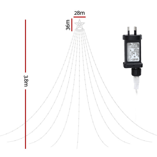 Jingle Jollys 3.8M Christmas Lights Waterfall String Light 340 LED XMAS-MOT-TREE-35-RGB