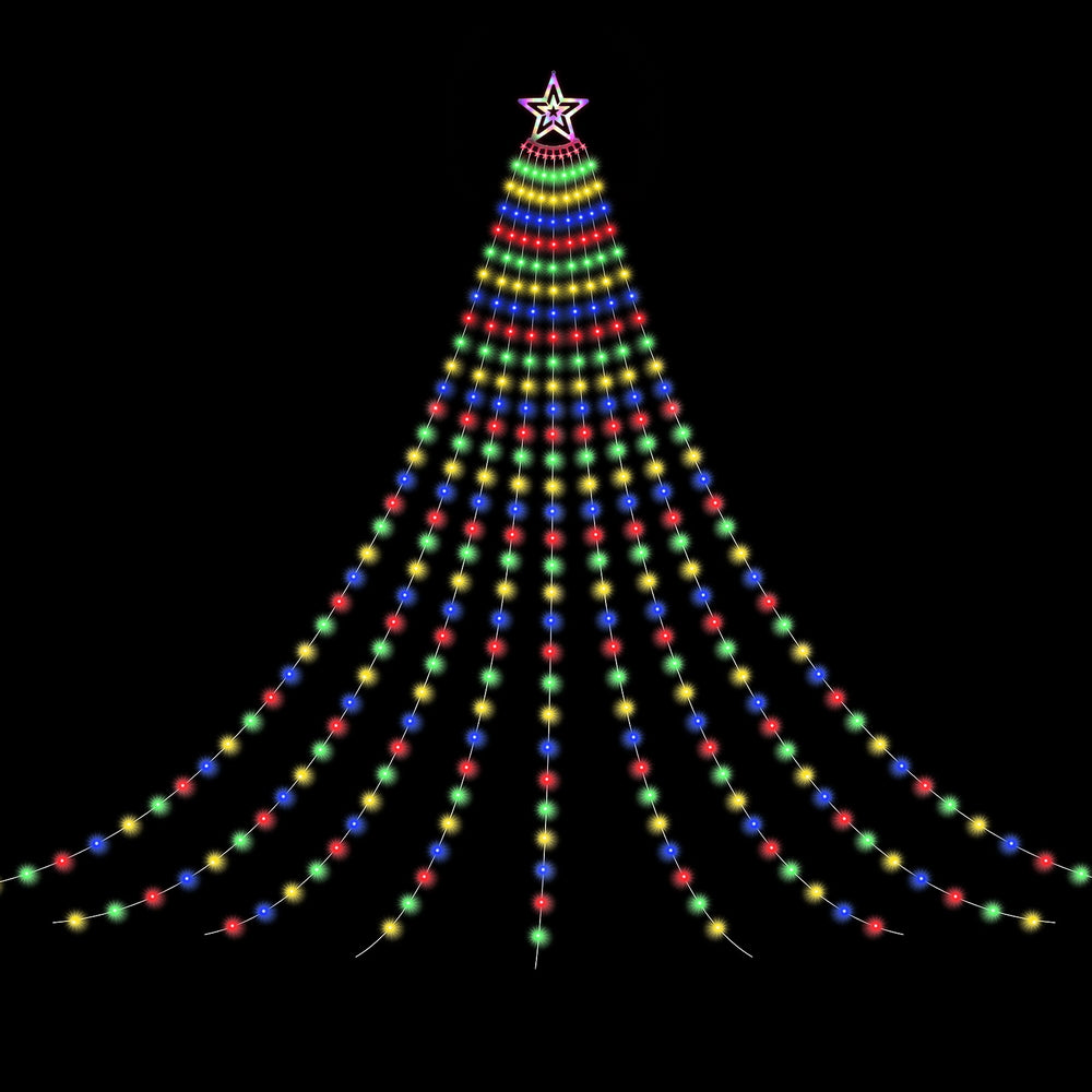 Jingle Jollys 3.8M Christmas Lights Waterfall String Light 340 LED XMAS-MOT-TREE-35-RGB