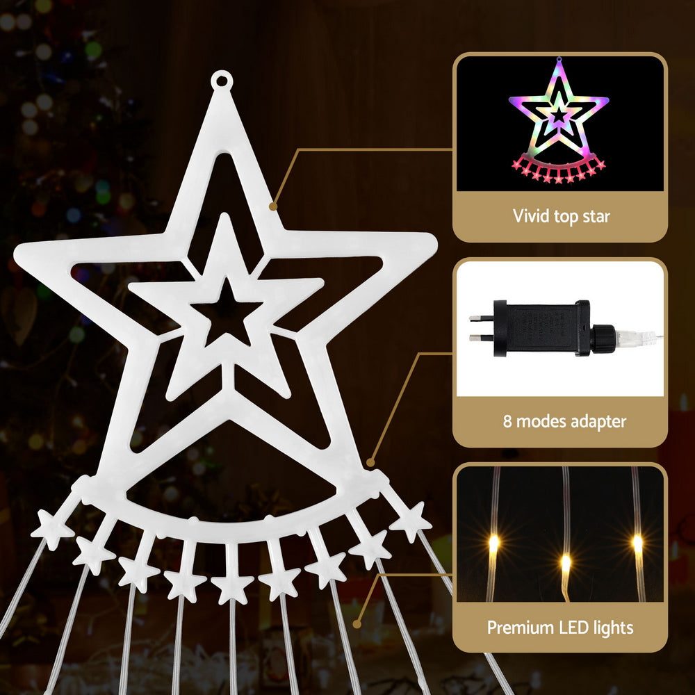 Jingle Jollys 3.8M Christmas Lights Waterfall String Light 340 LED XMAS-MOT-TREE-35-RGB