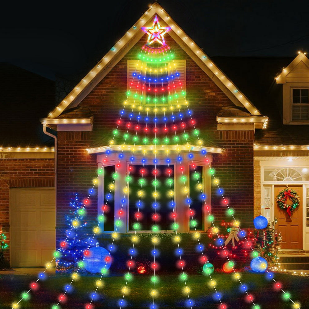 Jingle Jollys 3.8M Christmas Lights Waterfall String Light 340 LED XMAS-MOT-TREE-35-RGB