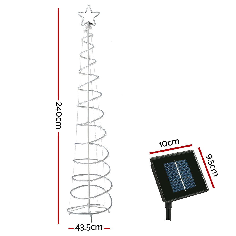 2.4M Christmas Tree LED Solar Motif Lights Jingle Jollys XMAS-MOT-TREE-SOLAR-24-MC