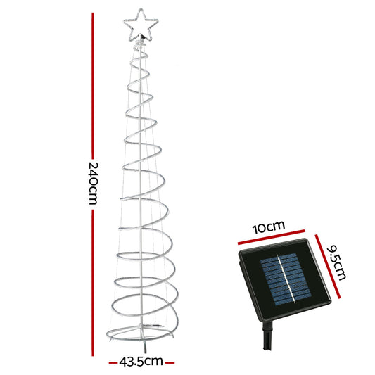 2.4M Christmas Tree LED Solar Motif Lights Jingle Jollys XMAS-MOT-TREE-SOLAR-24-MC