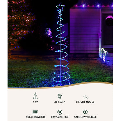 2.4M Christmas Tree LED Solar Motif Lights Jingle Jollys XMAS-MOT-TREE-SOLAR-24-MC