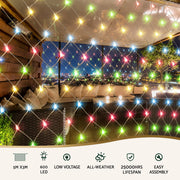 Jingle Jollys Christmas Lights 5Mx3M Net String Light 600 LED Colourful Beads XMAS-NE1000-4X6-MC