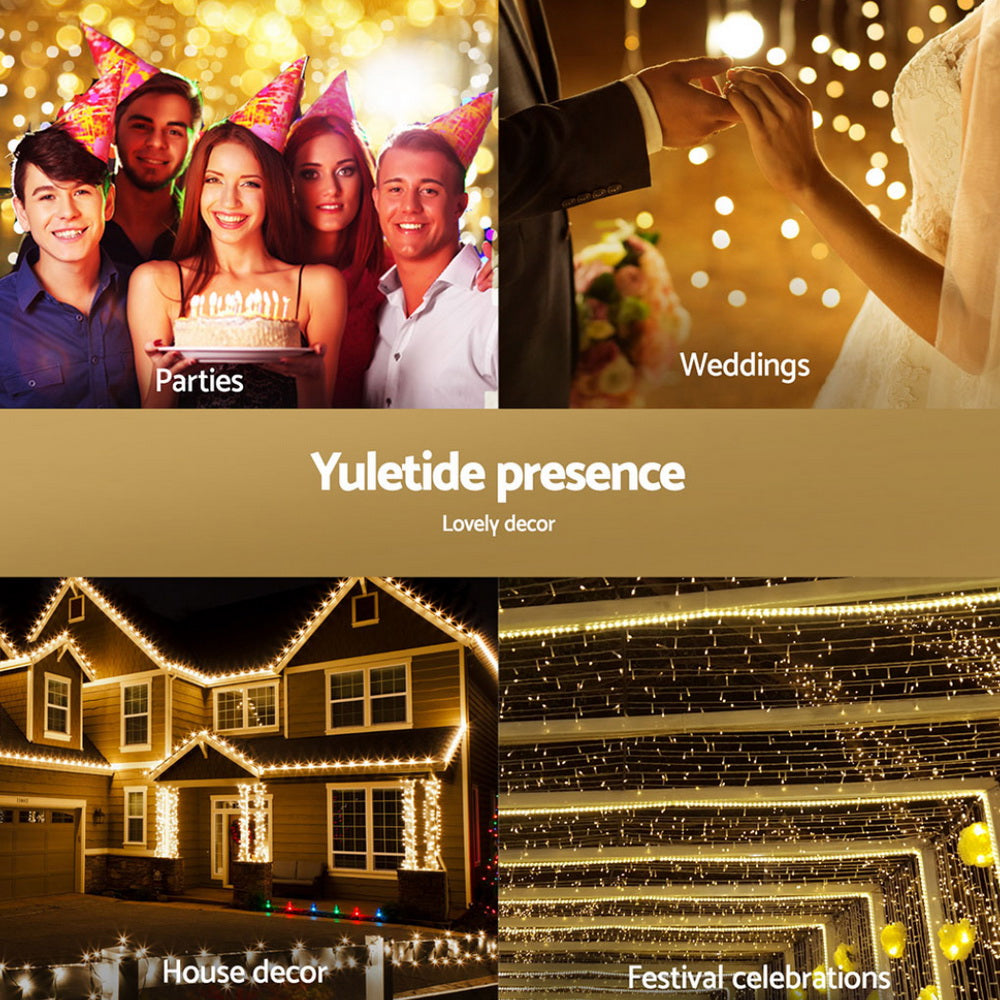 2Mx3M Christmas Lights Net String Light Decorations Warm 504 LED Jingle Jollys XMAS-NE500-2X3-WARM