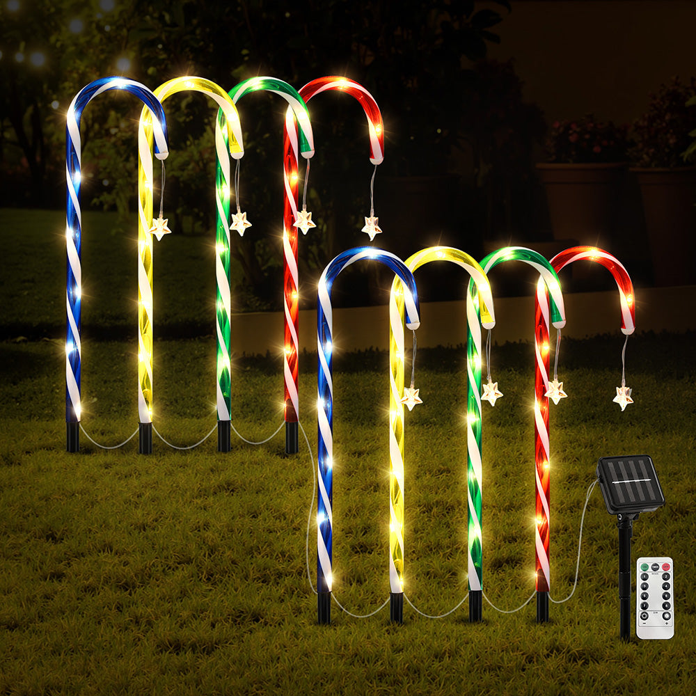 Jingle Jollys 8 PCS Christmas Lights Path Ground Light Garden Decorations 72 LED XMAS-PATH-CANDY-MC-8PC