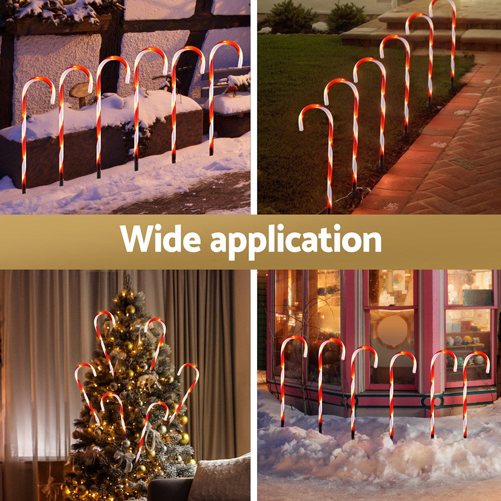 42 LED 6 PCS Christmas Lights Path Ground Light Garden Decorations Jingle Jollys XMAS-PATH-CANDY-RD-54CM-6PC