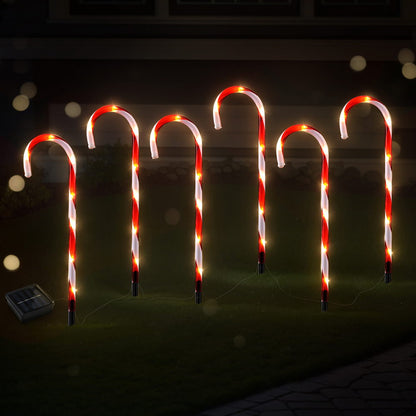 42 LED 6 PCS Christmas Lights Path Ground Light Garden Decorations Jingle Jollys XMAS-PATH-CANDY-RD-54CM-6PC