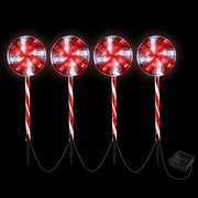 4 PCS Christmas Lights Path Ground Light Garden Decoration 112 LED Jingle Jollys XMAS-PATH-LOLLIPOP-GD-74CM-6PC