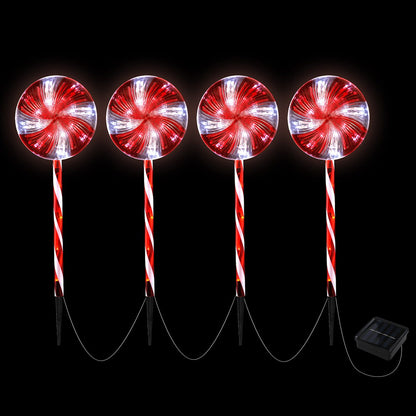 4 PCS Christmas Lights Path Ground Light Garden Decoration 112 LED Jingle Jollys XMAS-PATH-LOLLIPOP-GD-74CM-6PC